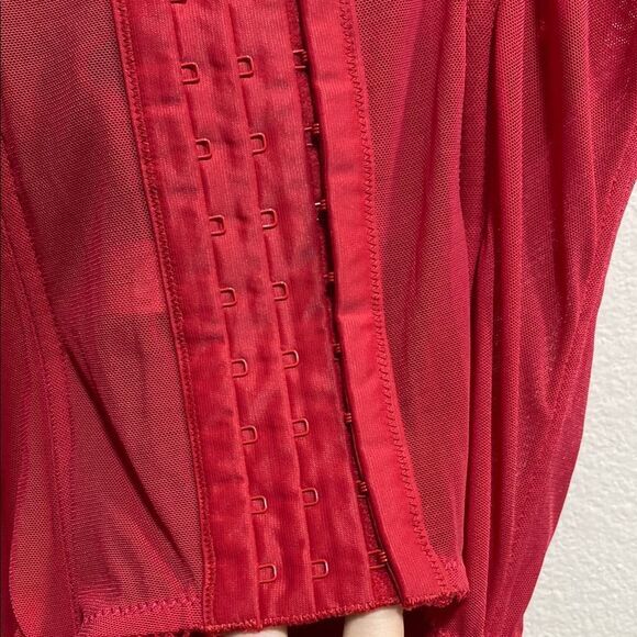 Ambrielle 34B Red & Black Lace Satin Bustier Corset‎ Garters Rockabilly - Picture 7 of 9